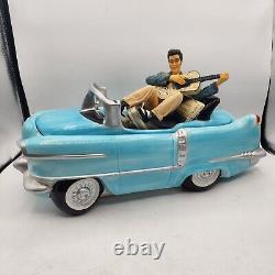 Elvis Presley Rare Blue Cadillac Cookie Jar Playing Guitar Clean Read