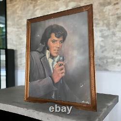 Elvis Presley Rare Framed Portrait Painting By Loxi Sibley