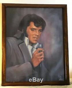 Elvis Presley Rare Framed Portrait Painting By Loxi Sibley Original