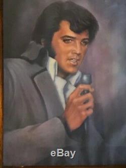 Elvis Presley Rare Framed Portrait Painting By Loxi Sibley Original