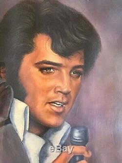 Elvis Presley Rare Framed Portrait Painting By Loxi Sibley Original