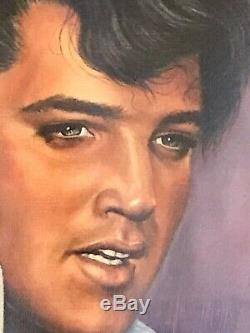 Elvis Presley Rare Framed Portrait Painting By Loxi Sibley Original