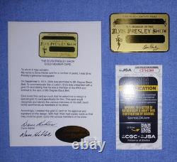 Elvis Presley Rare Gold Show Card withJSA COA Auto By Dave Hebler