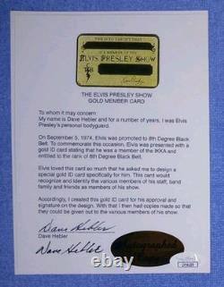 Elvis Presley Rare Gold Show Card withJSA COA Auto By Dave Hebler
