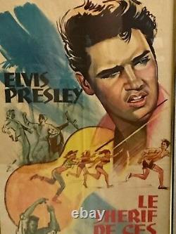 Elvis Presley Rare Original French Poster Framed 15 3/4 X 31