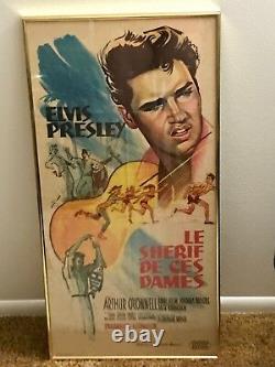 Elvis Presley Rare Original French Poster Framed 15 3/4 X 31