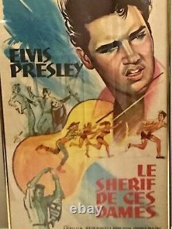 Elvis Presley Rare Original French Poster Framed 15 3/4 X 31