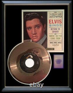 Elvis Presley Return To Sender 45 RPM Gold Metalized Record Rare Non Riaa Framed
