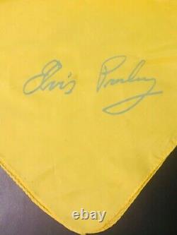 Elvis Presley Stage Used Scarf Rare Yellow With Blue Facsimile Signature
