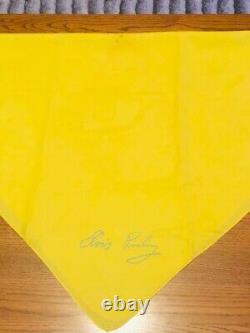 Elvis Presley Stage Used Scarf Rare Yellow With Blue Facsimile Signature