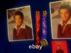 Elvis Presley Very Rare 2 Ribbon Elvis Enterprise Pins For Officers Luncheon