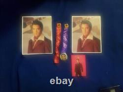 Elvis Presley Very Rare 2 Ribbon Elvis Enterprise Pins For Officers Luncheon