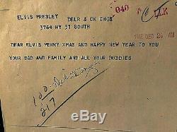 Elvis Presley Very Rare Orig. 1962 Xmas Eve W. Union Telegram From Col. Parker