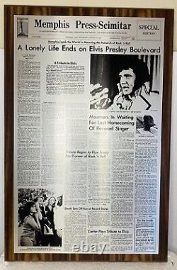 Elvis presley memorabilia RARE SOUVENIR NEWSPAPER MEMPHIS Wall Plaque READ