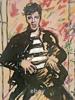 Fabulous Rare And Signed David Oxtoby Offset Lithograph of Elvis Presley