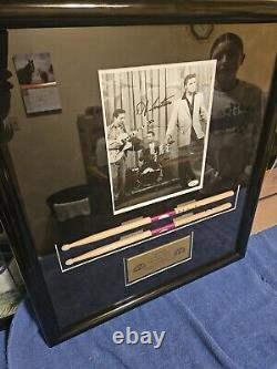Framed DJ Fontana Autographed Drumsticks With COA Rare Elvis Presley Drummer