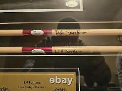Framed DJ Fontana Autographed Drumsticks With COA Rare Elvis Presley Drummer