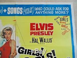 GIRLS GIRLS GIRLS ORIGINAL CINEMA UK QUAD MOVIE POSTER 1962 Elvis Presley RARE
