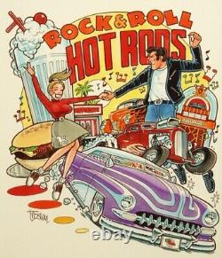 George Trosley Rare Original Drawings Acrylic on Paper Hot Rods Elvis Presley