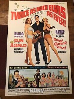 Girls Girls Girls/Fun In Acapulco 40 x 60 Rare Movie Poster- Elvis Presley