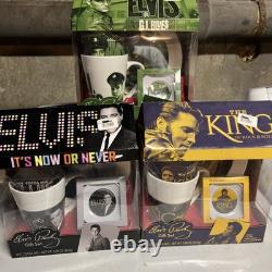 JUMBO ELVIS PRESLEY THE KING Mug Plate & Ornament Collection Set of 3 RARE
