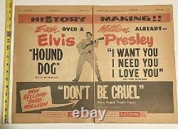 Large 1956 RARE Elvis Presley Magazine DOUBLE Ad Hound Dog Dont Be Cruel LP