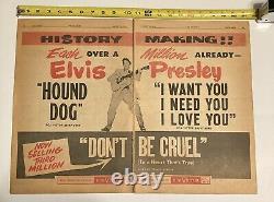 Large 1956 RARE Elvis Presley Magazine DOUBLE Ad Hound Dog Dont Be Cruel LP