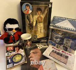Lot of 7 Rare Elvis Presley Items Barbie Doll New In Box Mug Books Ornament