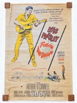 Original 1962 Elvis Presley Follow That Dream 3 Sheet Movie Poster 41x81 Rare