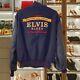Rareelvis Presley Blues Graceland Jean Company Letterman Leather Jacket Size S