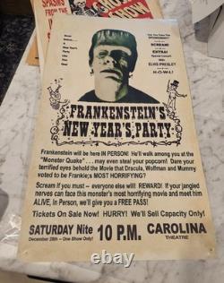 RARE 1960s Frankenstein Spook Show Window Card Poster Elvis Presley Carolina