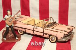 RARE Cadillac Pink Elvis Presley statuette figurine tinplate car handmade