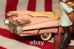 RARE Cadillac Pink Elvis Presley statuette figurine tinplate car handmade