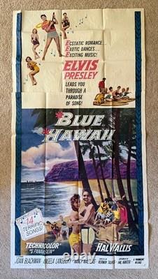 RARE! ELVIS PRESLEY 3-Sheet 1961 BLUE HAWAII Movie Poster! 81x41 210x104cm L@@K