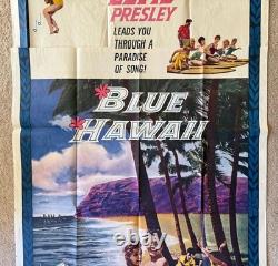 RARE! ELVIS PRESLEY 3-Sheet 1961 BLUE HAWAII Movie Poster! 81x41 210x104cm L@@K