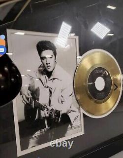 RARE ELVIS PRESLEY Engraved Huntington Guitar 4 Gold Records 4 Photo Framed