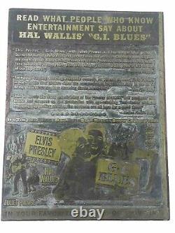 RARE Elvis Presley G. I. Blues Advertising Movie Poster Print Printing Block