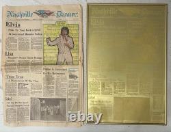 RARE Elvis Presley Nashville Banner 1977 Metal Plate + Newspaper