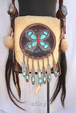 RARE Elvis Presley Native American Leather Turquoise Sterling Silver Purse Bag