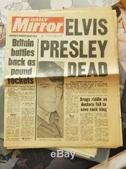 RARE Elvis Presley dead. Daily mirror newspaper. August 17th 1977. Original