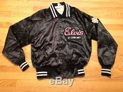 RARE Elvis Presley in Concert TCB Black Satin-Like Button Up Jacket Howe XL