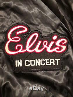 RARE Elvis Presley in Concert TCB Black Satin-Like Button Up Jacket Howe XL