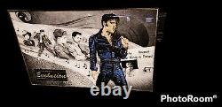 RARE Framed ELVIS PRESLEY EVOLUTION BAR MIRROR STAINED GLASS PAINTING 32 x 20