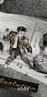 RARE Framed ELVIS PRESLEY EVOLUTION BAR MIRROR STAINED GLASS PAINTING 32 x 20