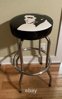 RARE-VINTAGE Elvis Presley Bar Stool 29 Tall Backless Chrome Finish Swivel Seat