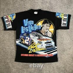 RARE VTG 1998 NASCAR Elvis Presley Rusty Wallace All Over Print T-Shirt XL