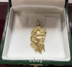 RARE Vintage 14k Yellow Gold Elvis Presley Portrait Bust Collector Charm Pendant