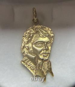 RARE Vintage 14k Yellow Gold Elvis Presley Portrait Bust Collector Charm Pendant