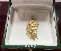 RARE Vintage 14k Yellow Gold Elvis Presley Portrait Bust Collector Charm Pendant