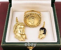 RARE Vintage 14k Yellow Gold Elvis Presley Portrait Bust Collector Charm Pendant
